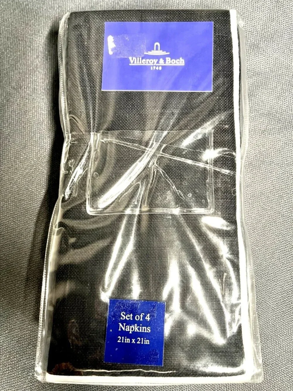 VILLEROY & BOCH Manufacture Rock Napkins, Set of 4, Black, 21 in x 21 in